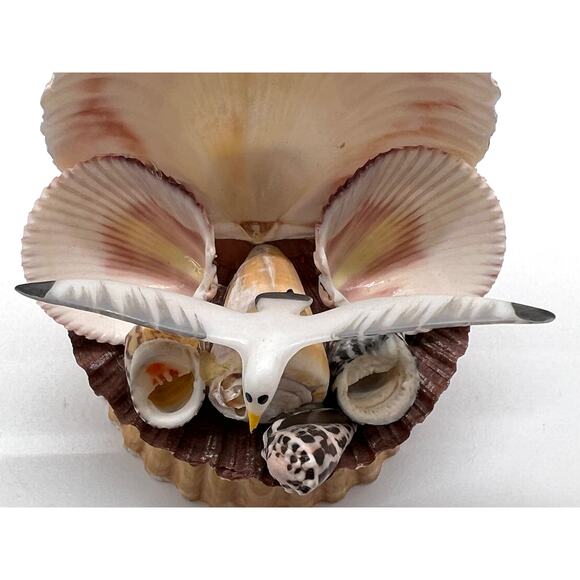 VTG Seashell Clam Shell Sculpture Coastal Nautical Beach Decor Shell & Folk Art - Picture 6 of 12